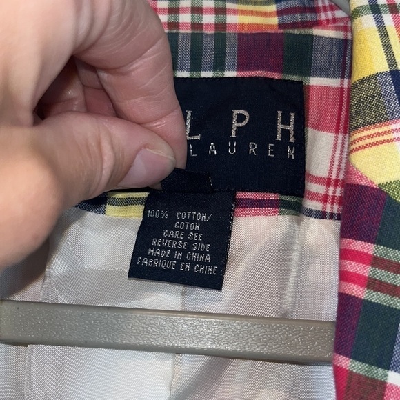 RALPH Ralph Lauren colorful cotton plaid button blazer preppy country club sz 6 - Picture 6 of 12